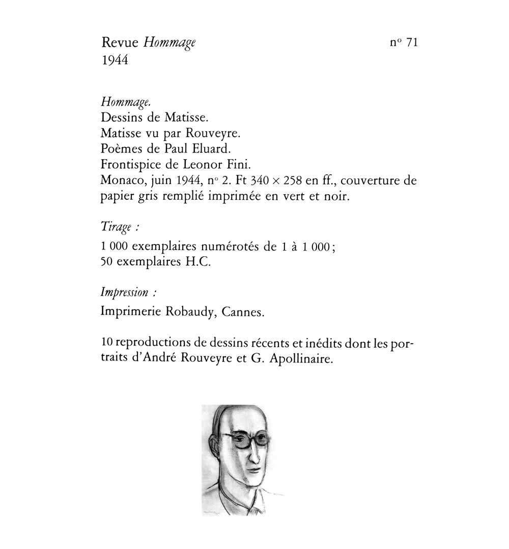 Henri MATISSE Original SIGNED LITHOGRAPH "Portrait of Andre Rouveyre" Lt. Ed.