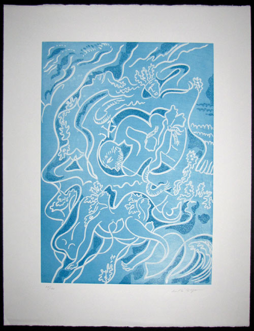 Andre MASSON ETCHING in Aquatint ~Hand SIGN "Sirens"- Ed. No. 89/120 w/Frame