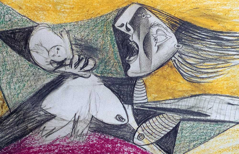 Pablo PICASSO Lithograph Preparatory GUERNICA Ltd Ed w/Custom FRAME