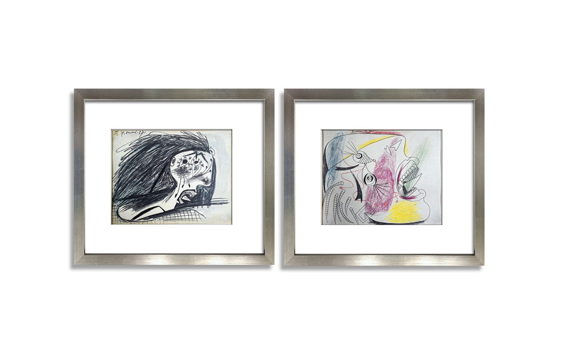 Pablo PICASSO Prepatory GUERNICA Lithograph (2 pc SET) Limited Edition