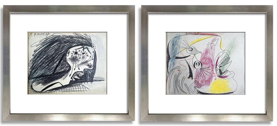 Pablo PICASSO Prepatory GUERNICA Lithograph (2 pc SET) Limited Edition