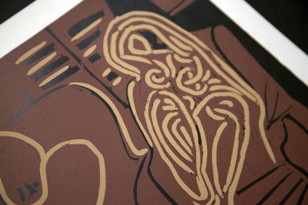 Pablo Picasso LINOGRAVURE Ltd Edition - "Femme... guitariste” 1959 w/Frame