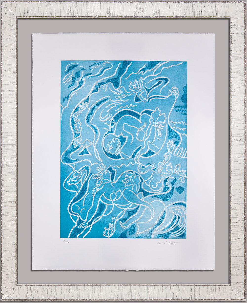 Andre MASSON ETCHING in Aquatint ~Hand SIGN "Sirens"- Ed. No. 89/120 w/Frame