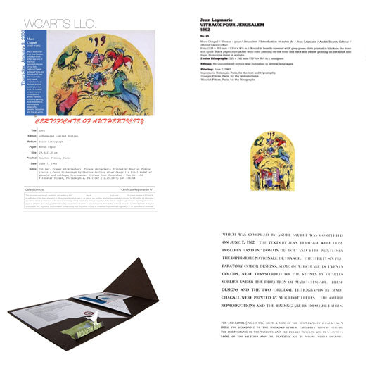 Marc CHAGALL Lithograph LIMITED Ed. "Levi" + Cat .Ref.c49 w/Gallery Frame