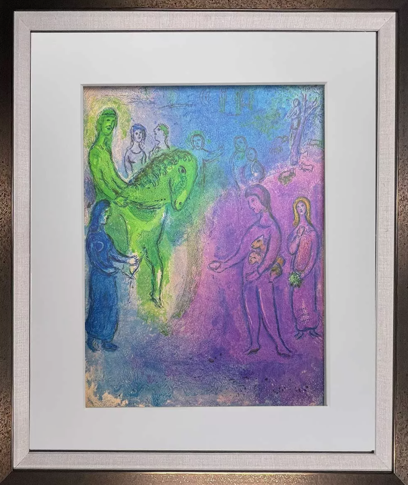Marc CHAGALL Color Lithograph LIMITED Ed. "Arrival of Dionysophanes w/Frame