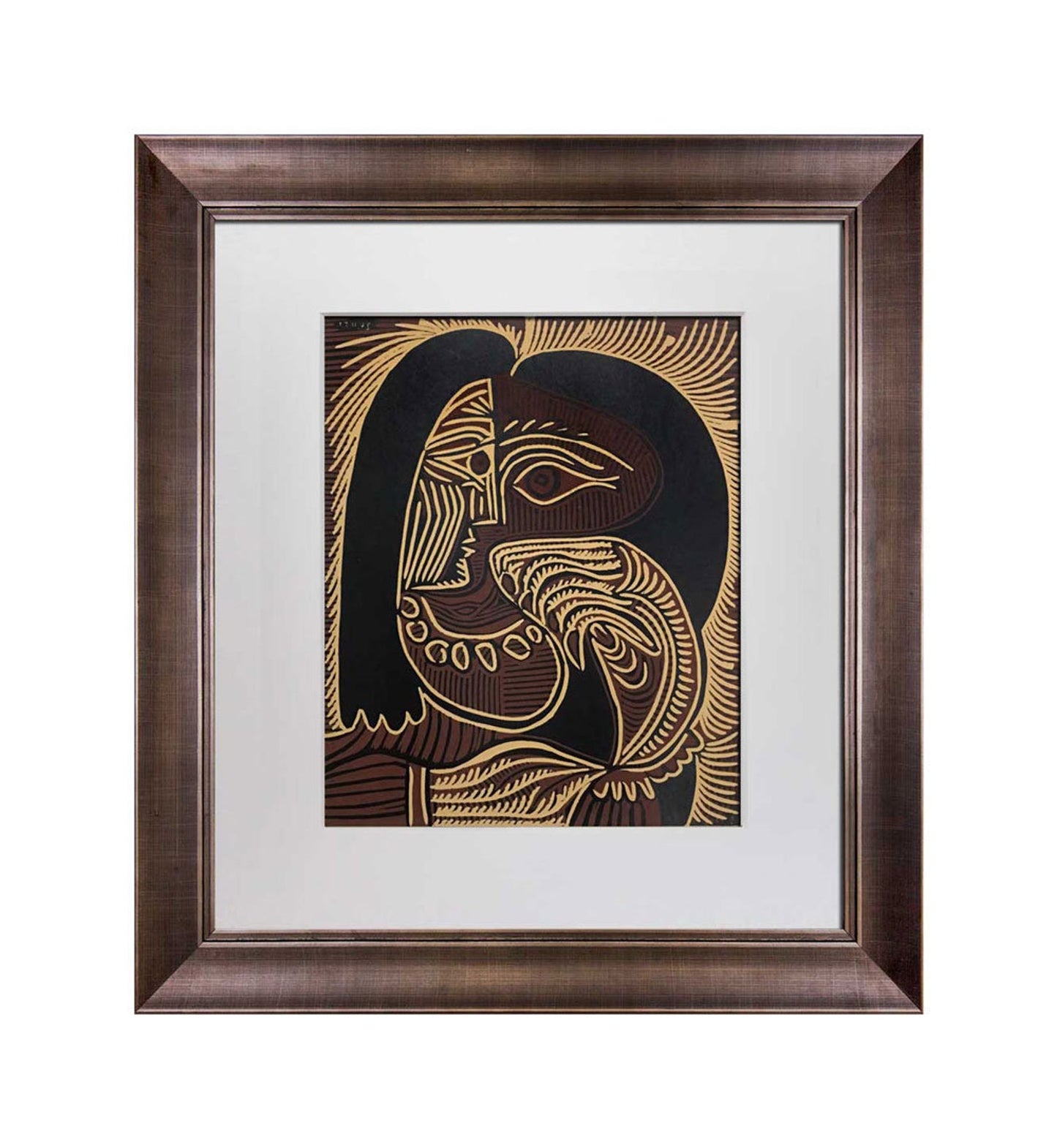 Pablo Picasso Linogravure Limited Edition "Femme au Collier” 1959 w/Frame
