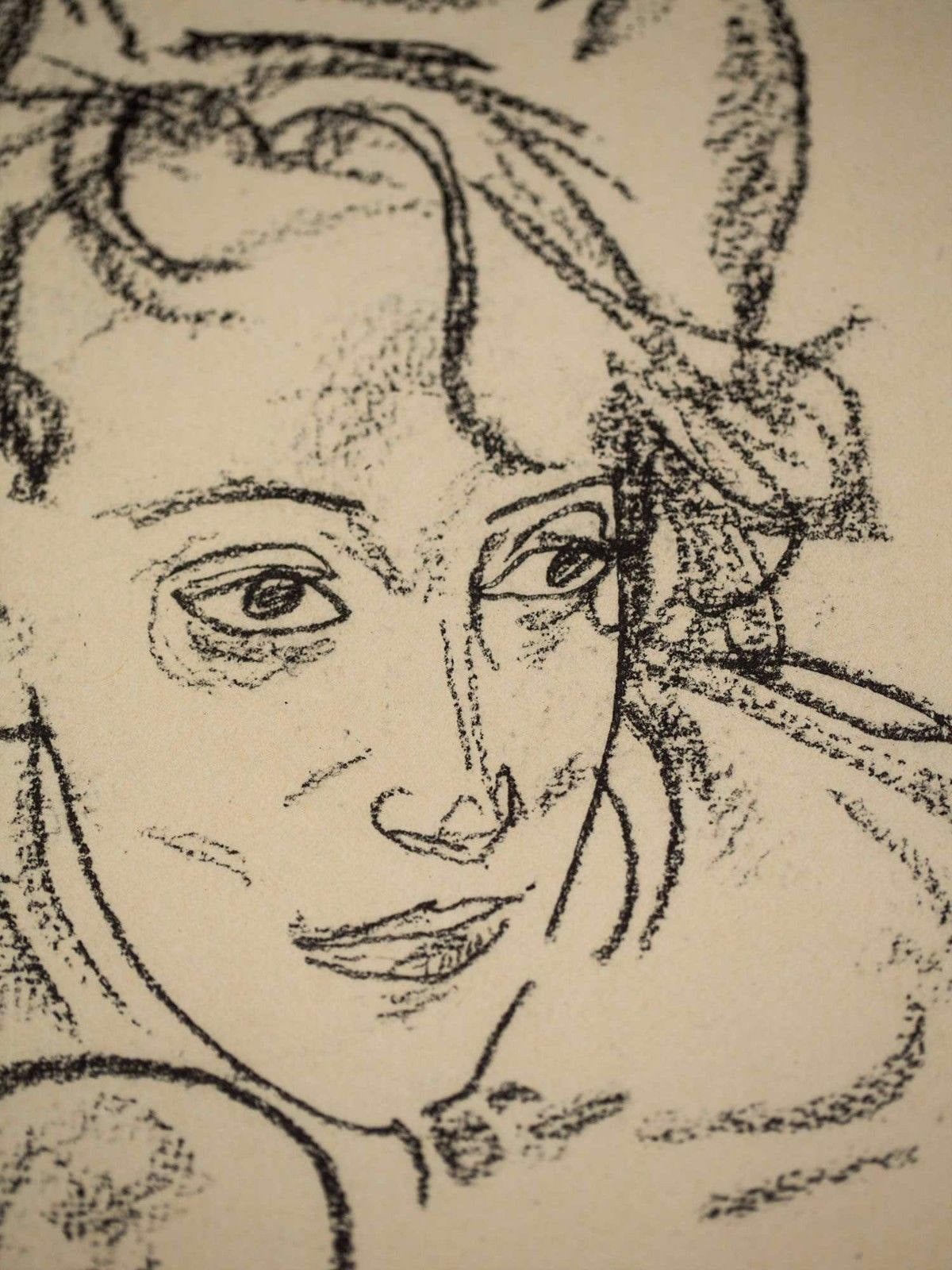 Egon Schiele Lithograph "Woman Crouching"