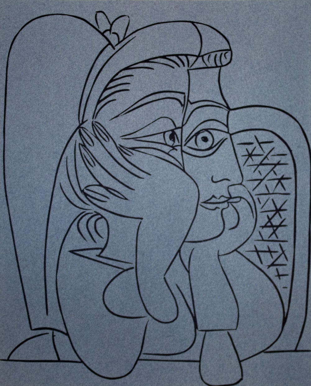 Pablo Picasso LINOGRAVURE Ltd Edition - "Femme Accoudee" 1959 w/Frame