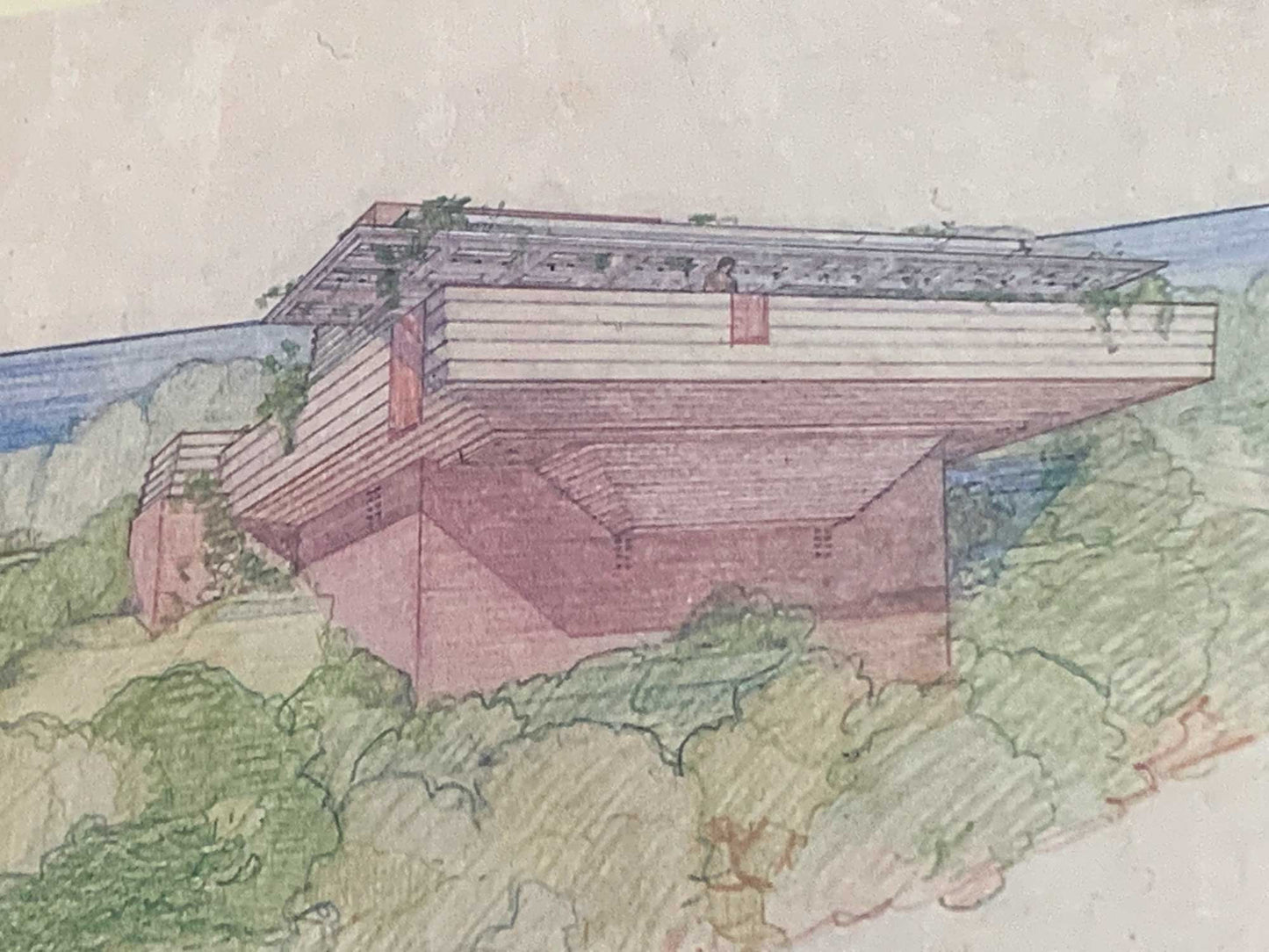 Frank Lloyd WRIGHT SIGNED #’ed LIMITED Ed. "George Sturges House CA" w/Frame