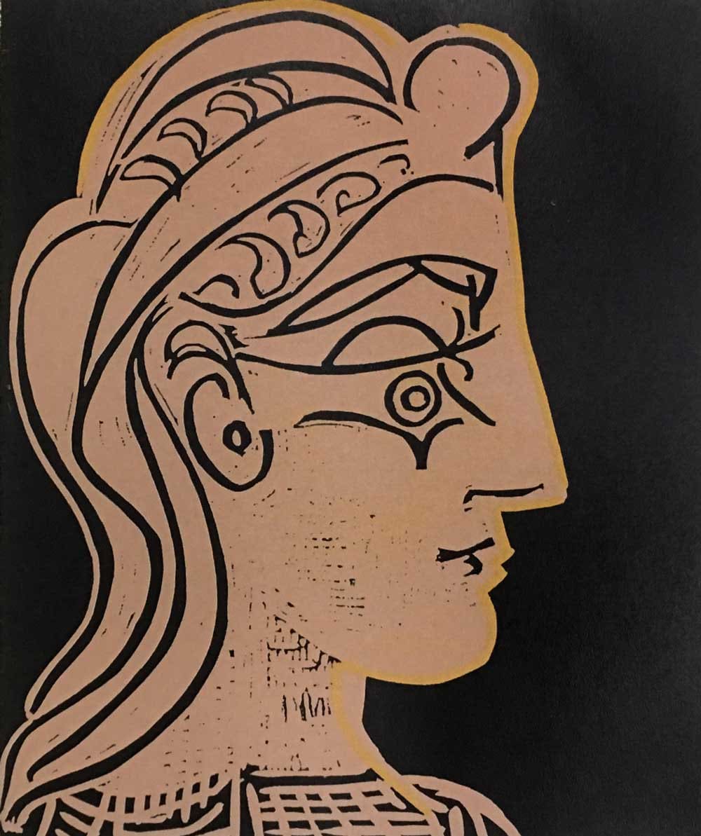 Pablo Picasso LINOGRAVURE Ltd Edition - "Tete de femme" 1959 w/Frame