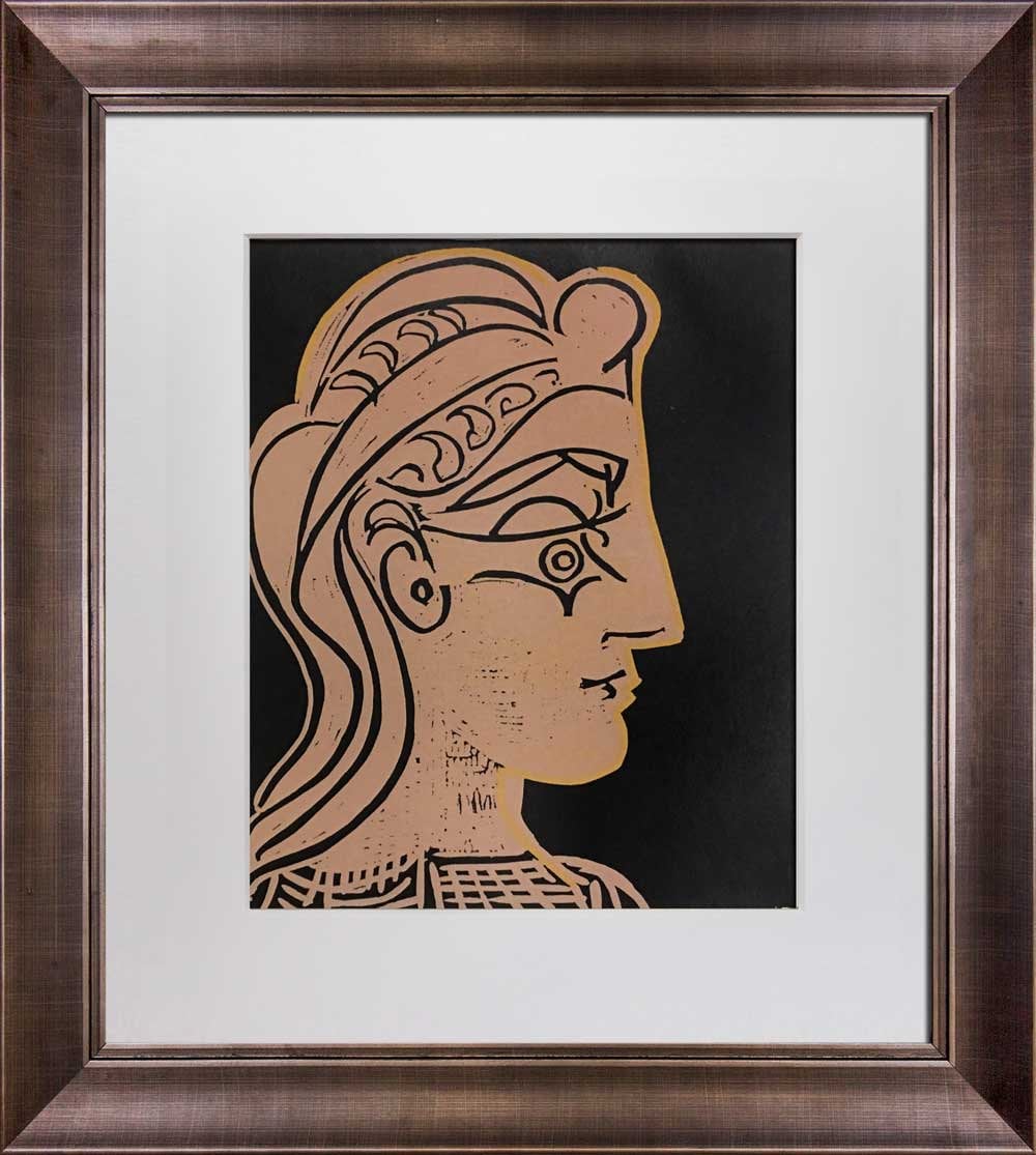 Pablo Picasso LINOGRAVURE Ltd Edition - "Tete de femme" 1959 w/Frame