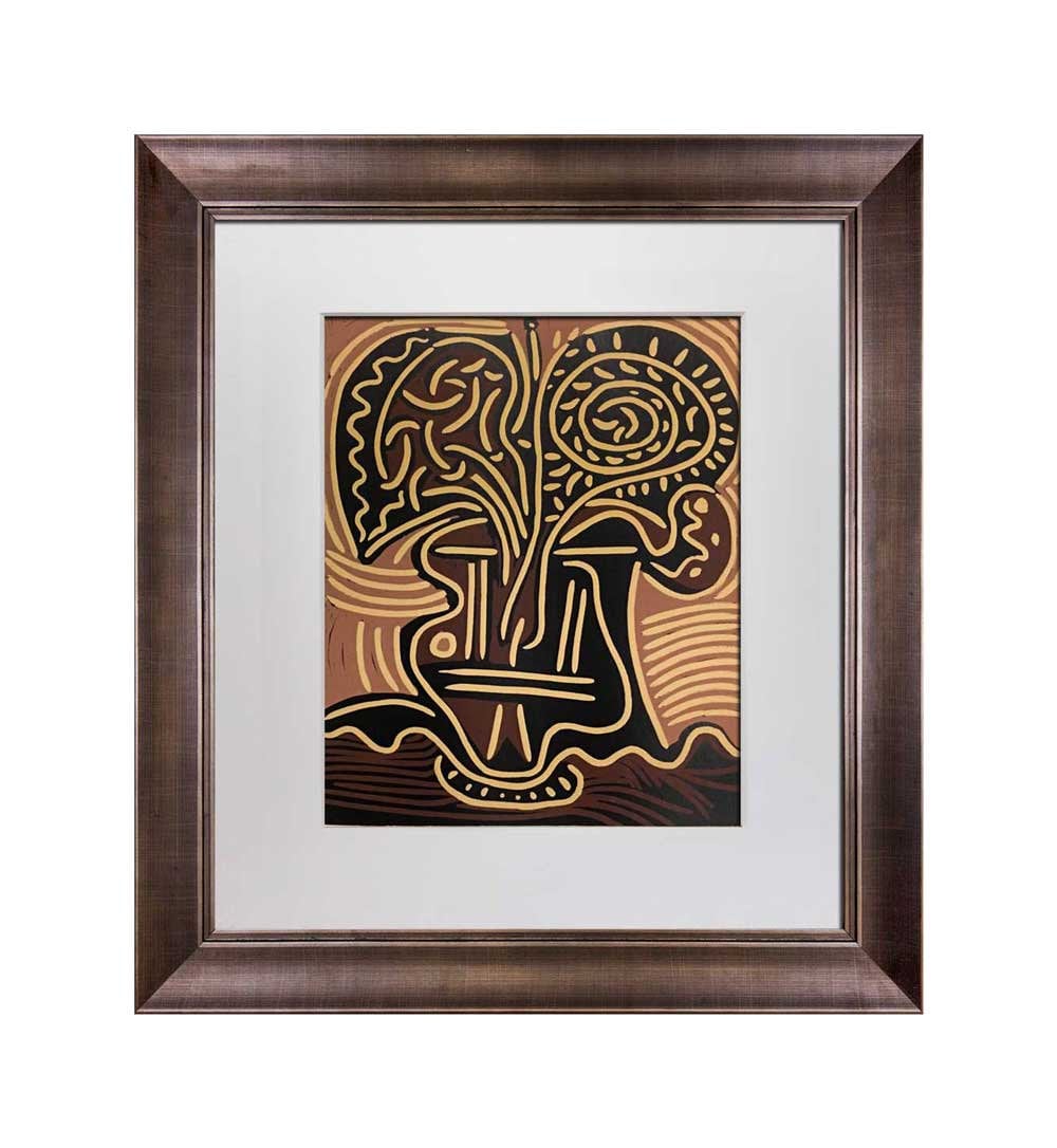 Pablo Picasso Linogravure Limited Edition "Le Vase de Fleurs” w/ Frame