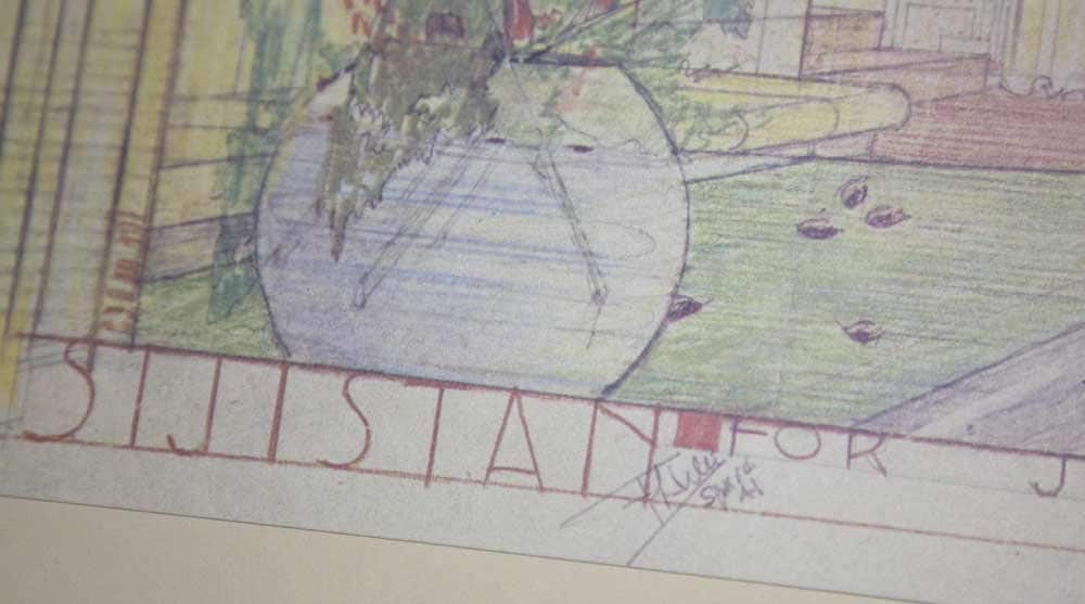 Frank Lloyd WRIGHT Lithograph SIGN "Sijistan" Remodel for Charles Ennis House