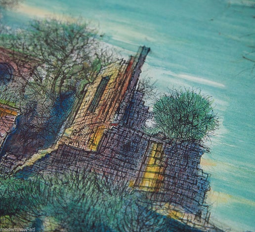 Jean Carzou Lithograph "Ruines Du Chateau De Sade"