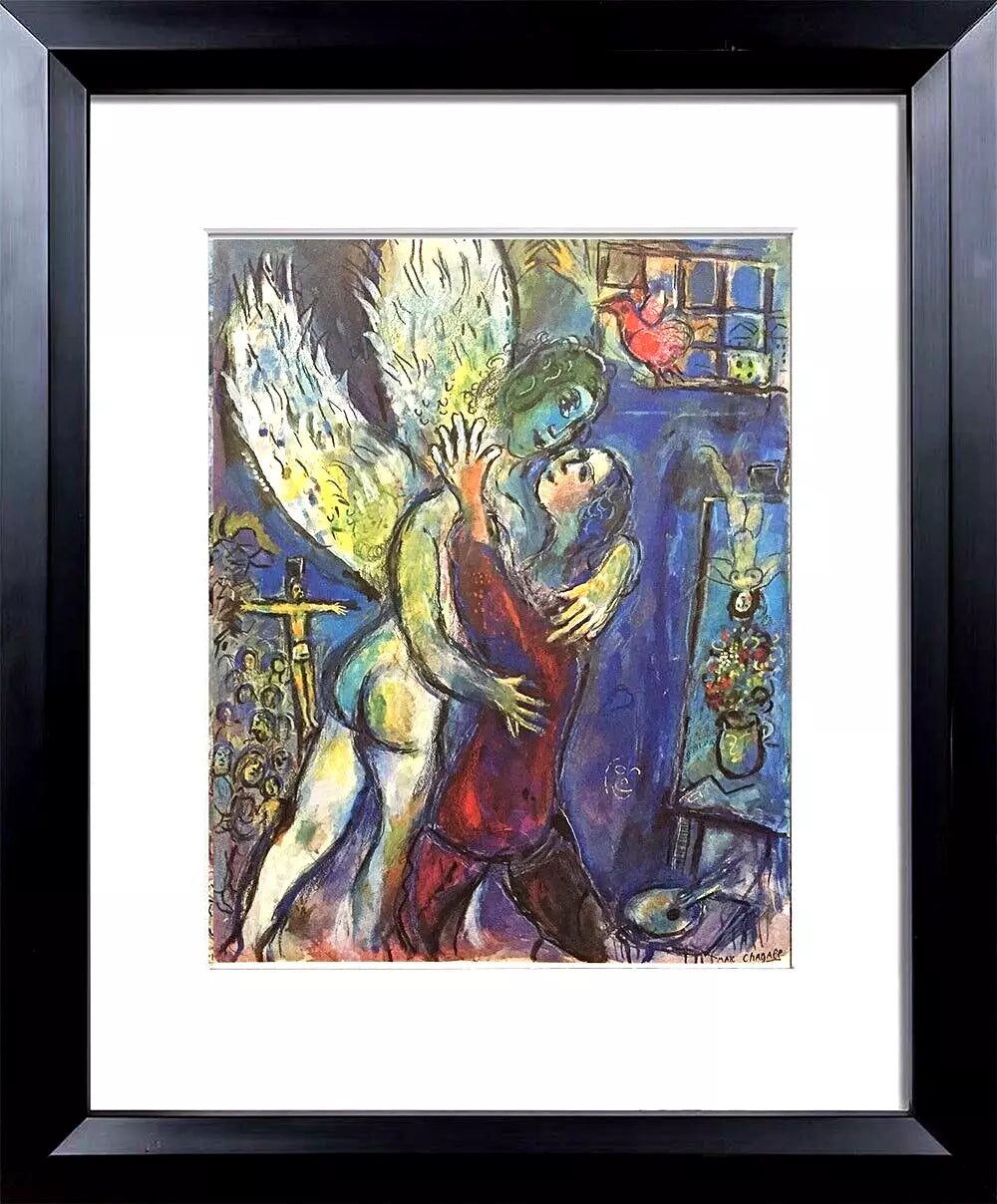 Marc CHAGALL Color Lithograph LIMITED Ed. "... jacob avec l'ange" Sign w/FRAME