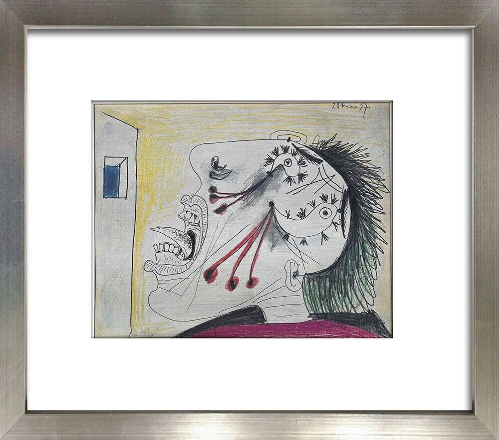 Pablo PICASSO Prepatory GUERNICA Lithograph (2 pc SET) "Mai. 37" w/Frame