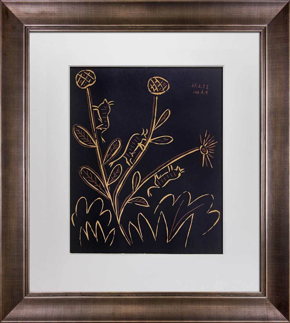 Pablo Picasso Linogravure Ltd Edition "Plante Aux Toritos”1959 w/Frame Included
