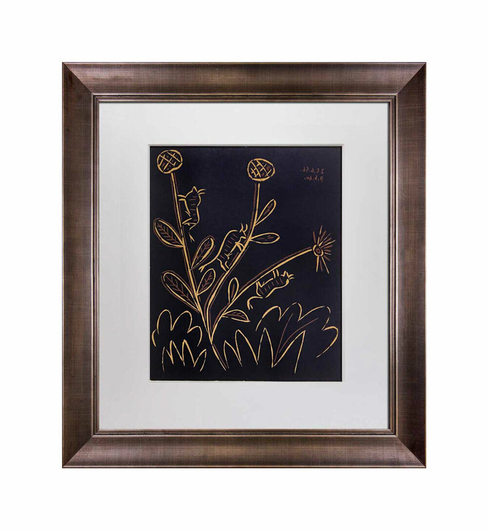 Pablo Picasso Linogravure Ltd Edition "Plante Aux Toritos”1959 w/Frame Included