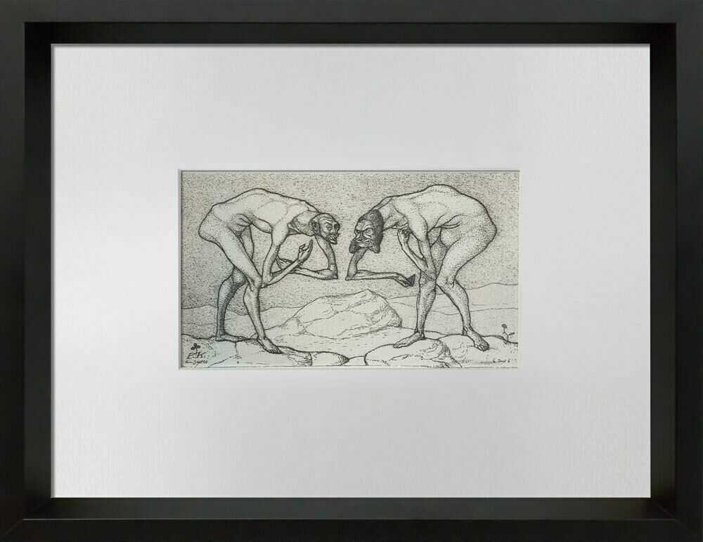 Paul KLEE Lithograph LTD Edition “Two men meet .. higher rank " w/FRAME Included