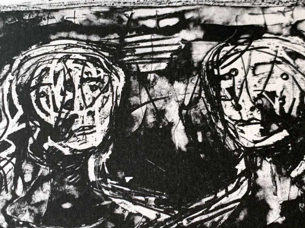 Henry MOORE - HAND SIGNED Lithograph ORIGINAL "Two Heads" XL w/Frame