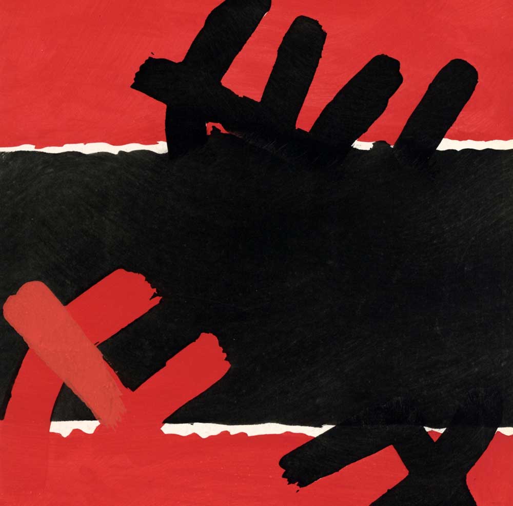 G. Capogrossi Original Lithograph Pochoir, 1957 "Red and Black.."