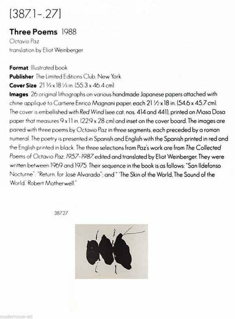 Robert MOTHERWELL Lithograph ORIGINAL Limited Edition Cat. Ref. b387.27 w/Frame
