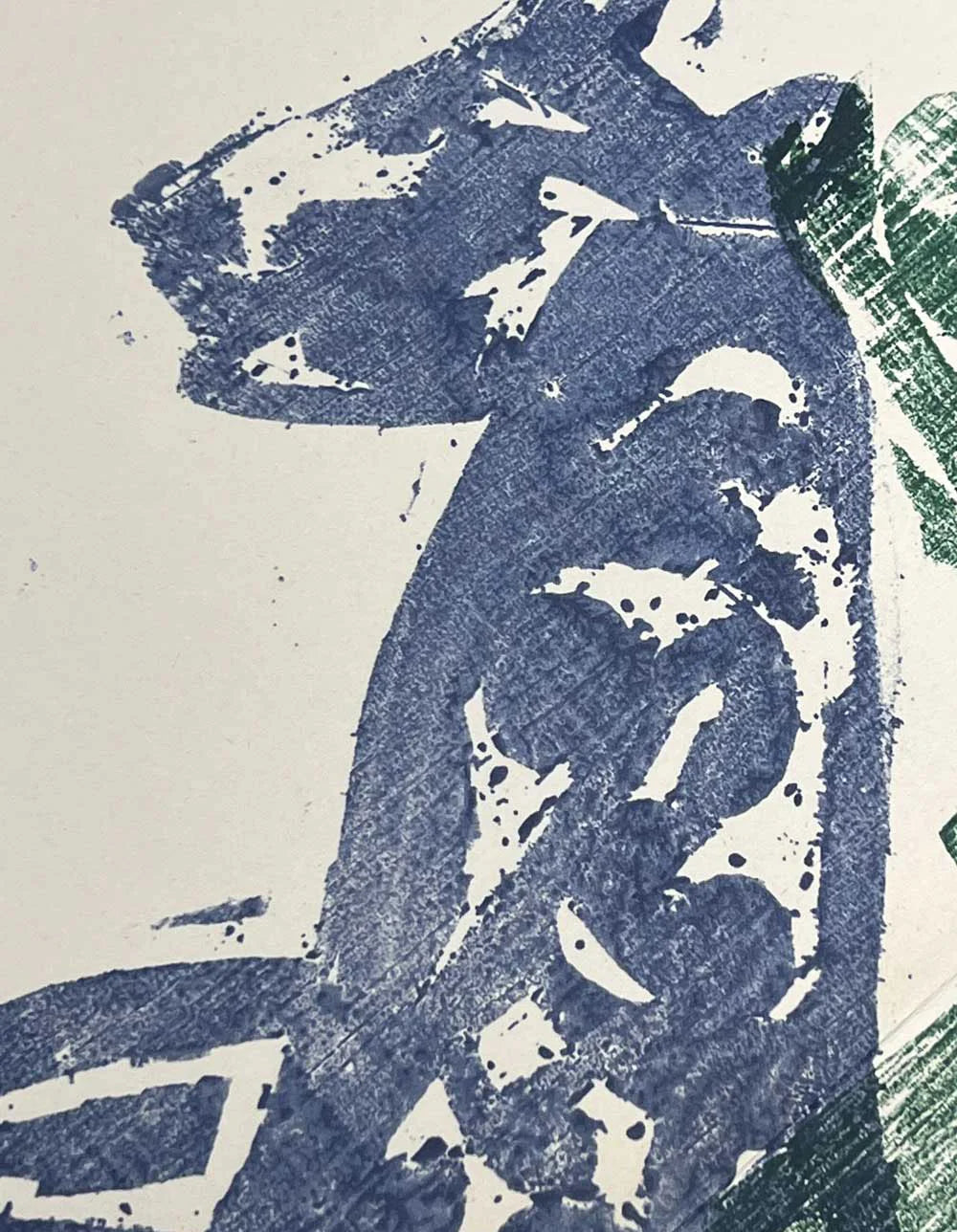Hap Grieshaber ORIGINAL Woodcut, (horse in field) 1964 w/Archival Frame