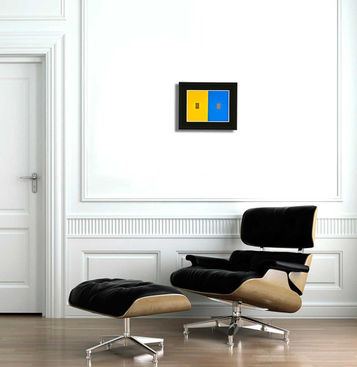 Josef ALBERS Original SILKSCREEN 1963 [XV-1] Yellow/Blue w/Custom Frame