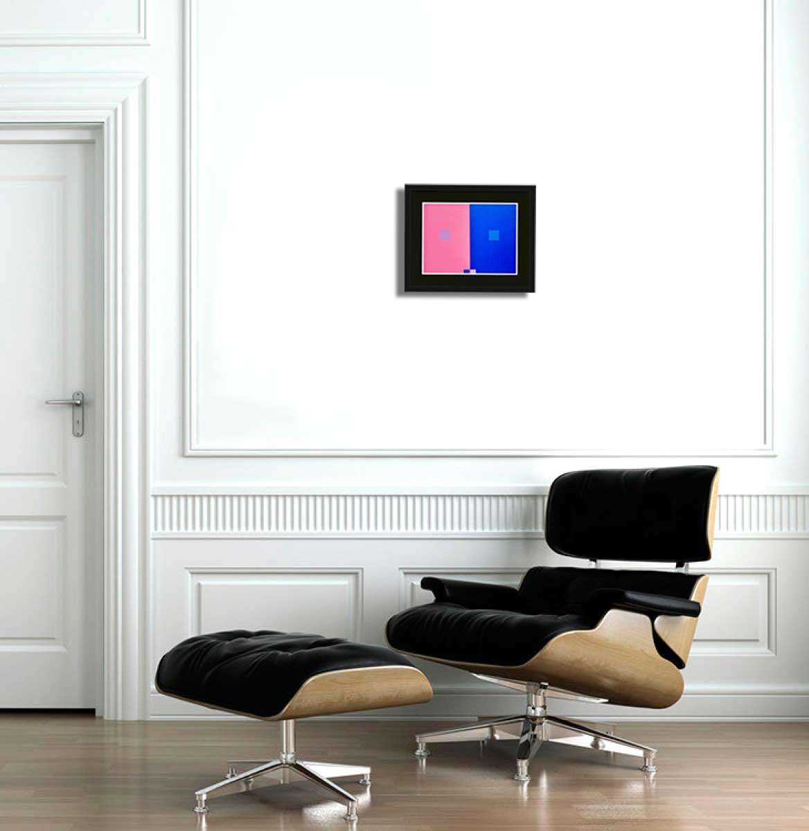 Josef ALBERS Original SILKSCREEN 1963 [VII-1a] Pink/Blue w/Custom Frame