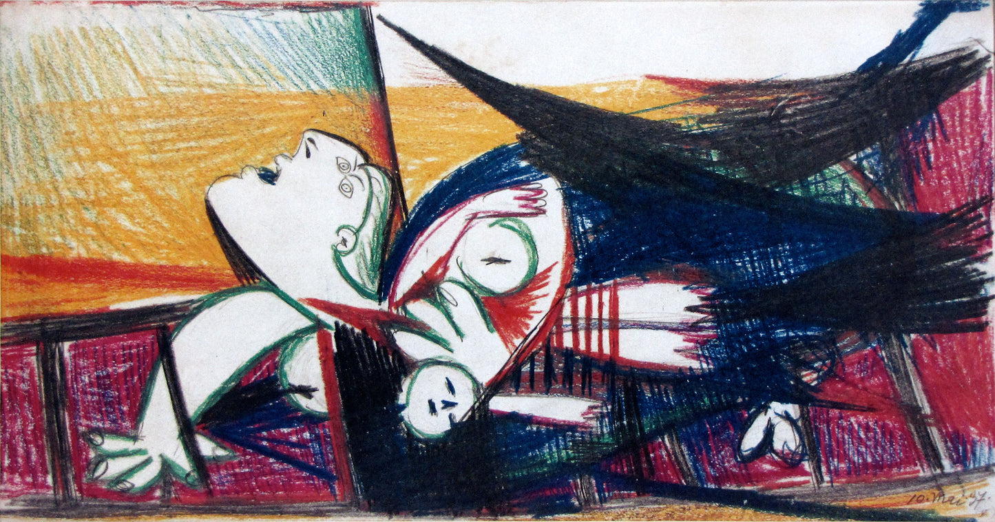 Pablo PICASSO Lithograph Preparatory GUERNICA Study Ltd Ed w/Custom FRAME