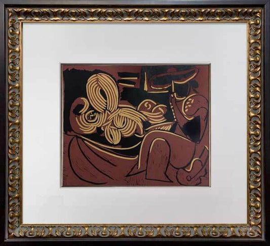 Pablo Picasso LINOGRAVURE LTD Ed. Plate Marked "... a la guitare" w/ Frame