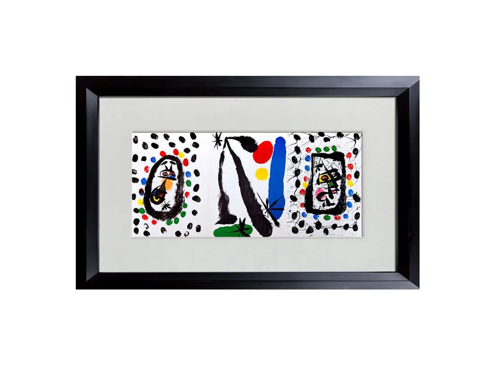Hand Signed Joan Miro Triptych Lithograph Original 1959