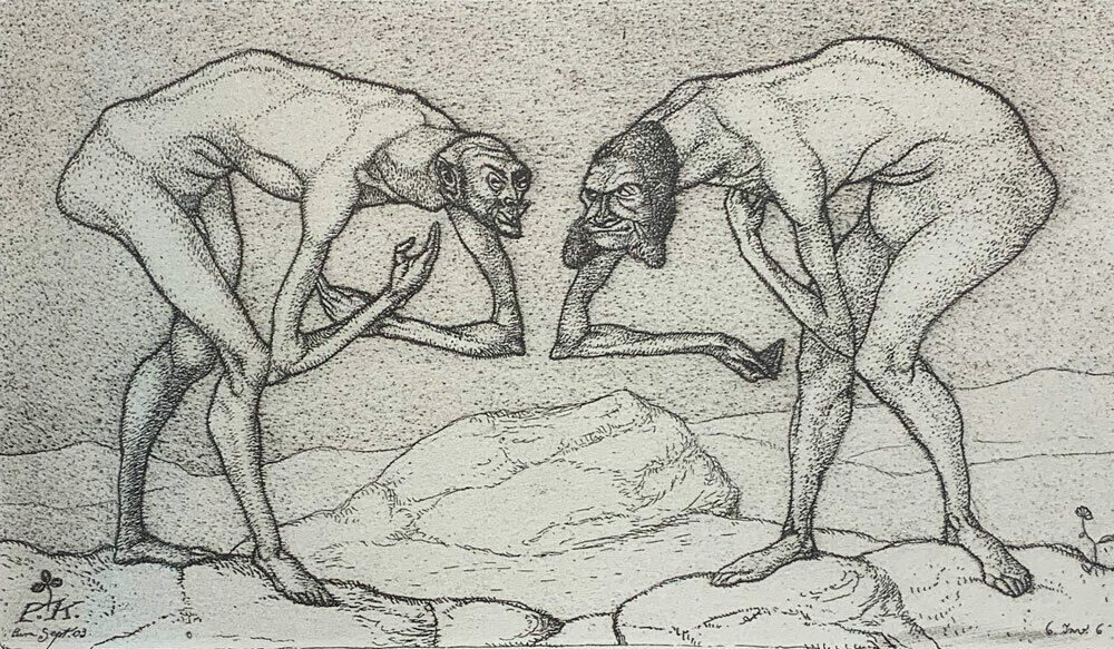 Paul KLEE Lithograph LTD Edition “Two men meet .. higher rank " w/FRAME Included