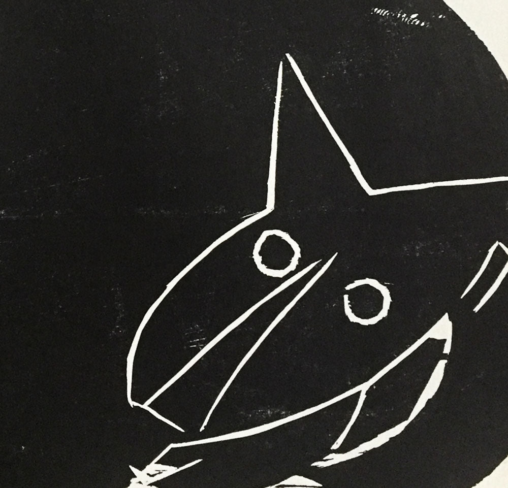 Hap Grieshaber ORIGINAL Woodcut, (Cats) 1964 w/Archival Frame