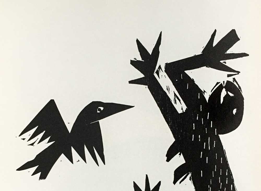 Hap Grieshaber ORIGINAL Woodcut, (Cat and Bird) 1964 w/Archival Frame