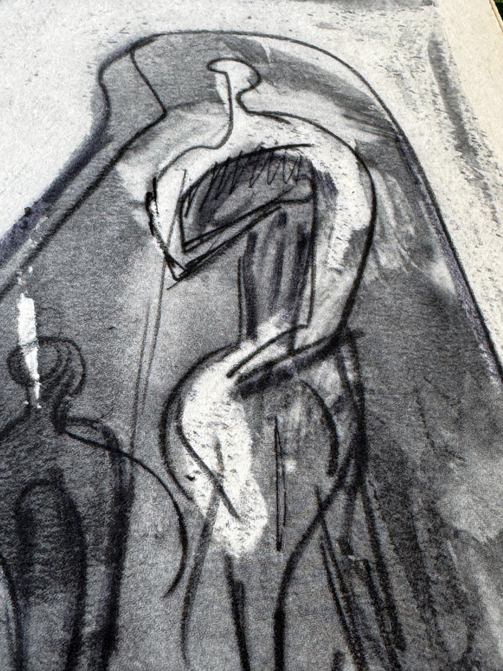 2 Henry MOORE Lithographs STUDY Unesco Group Family, (2pcSET) Limited Edition 1958