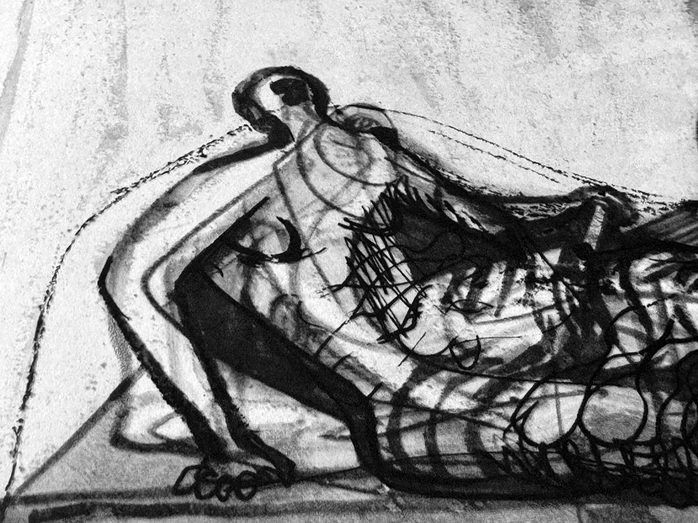 2 Henry MOORE Lithographs STUDY Unesco Group Family, (2pcSET) Limited Edition 1958