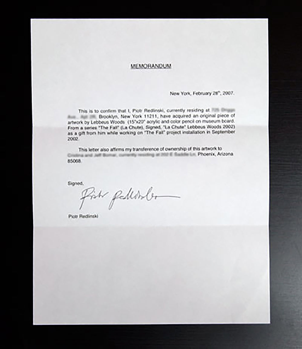 Lebbeus Woods Hand drawn, 2002 Hand Signed La Chute, One-of-a-kind