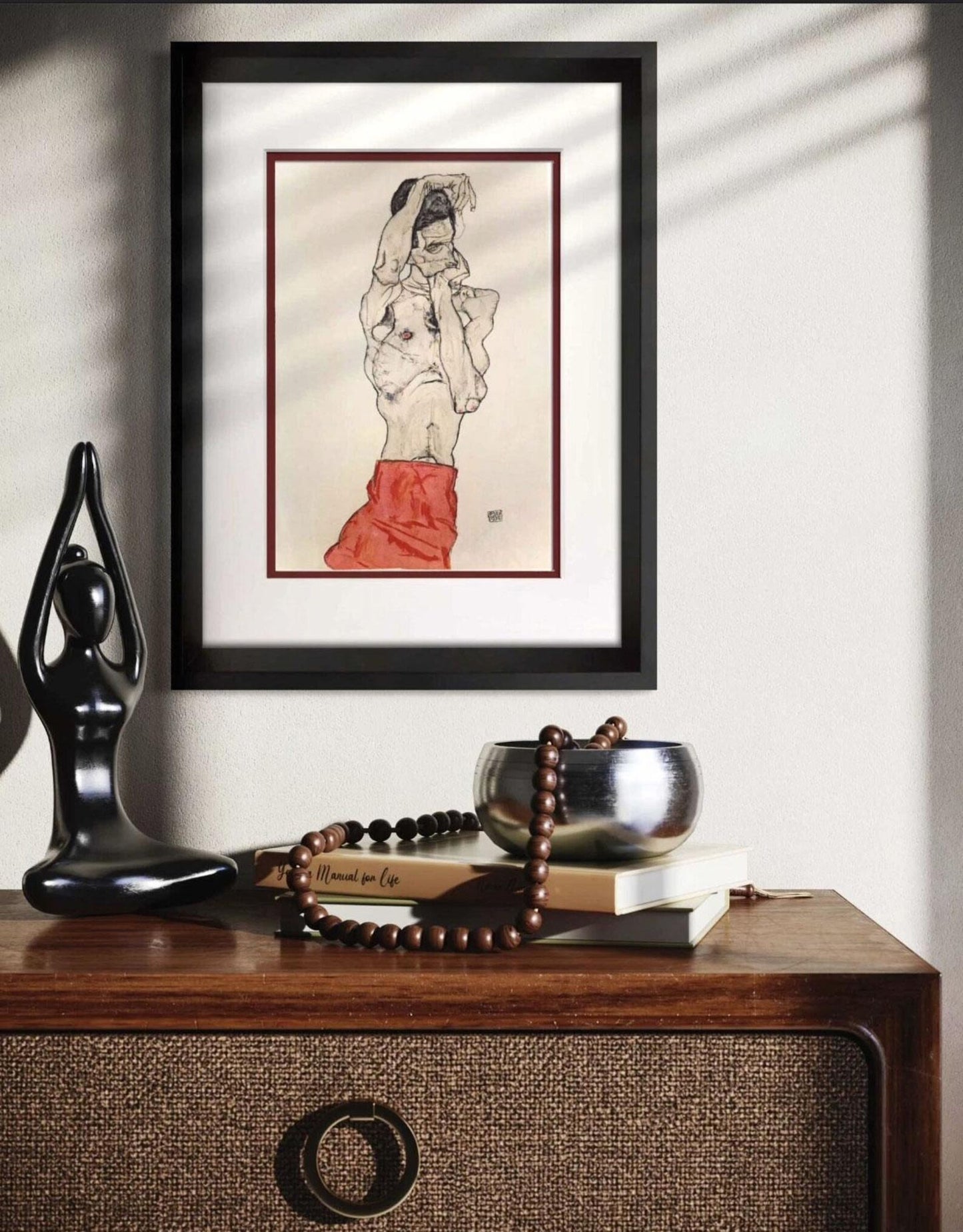 Egon Schiele Lithograph Signed. Limited Ed "Man with Red Loin Cloth" ~Rare Find