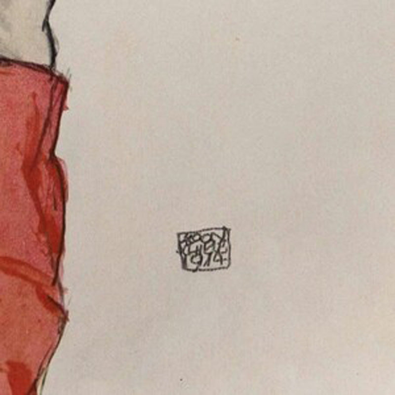 Egon Schiele Lithograph Signed. Limited Ed "Man with Red Loin Cloth" ~Rare Find