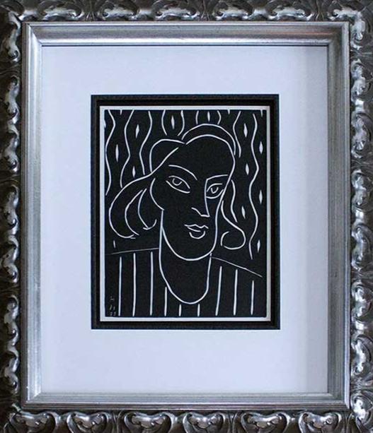 Henri Matisse Original Linogravure "Teeny" 1938 cat.Ref. d723 included + FRAME