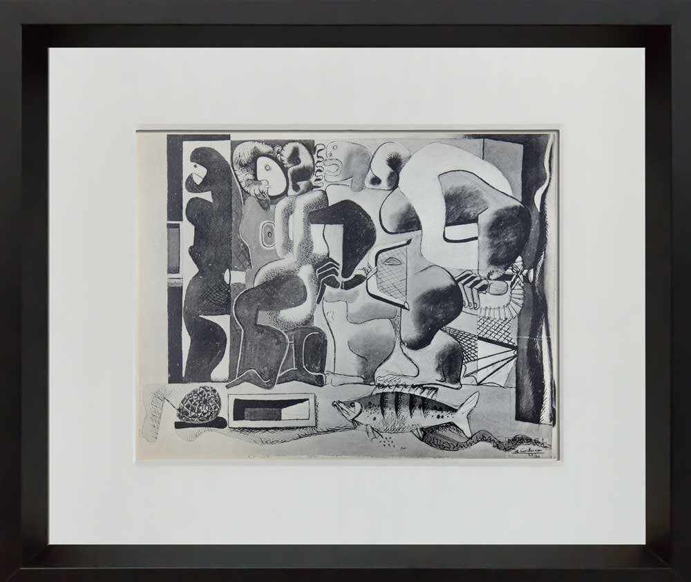 Le CORBUSIER Lithograph SIGNED "Composition with Three Figures" 1923 w/Frame