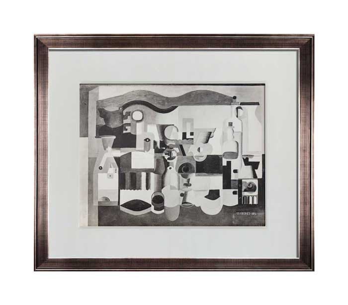 Le CORBUSIER Lithograph SIGNED "Still Life with Many Objects" 1923 w/Frame