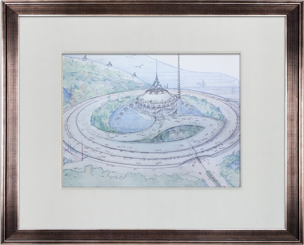 Frank Lloyd WRIGHT Lithograph LTD Ed. Opera House Detail Baghdad,1957 w/Frame