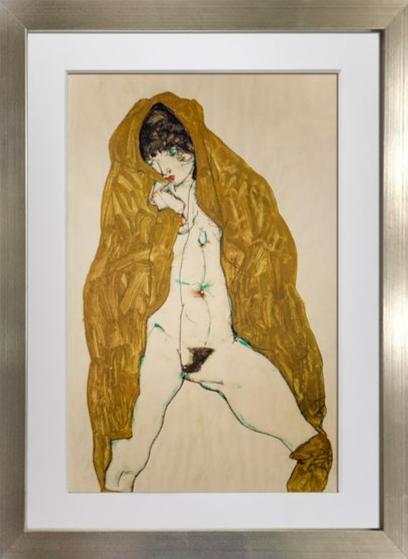 Egon Schiele Lithograph "Female Nude with Yellow Shawl"