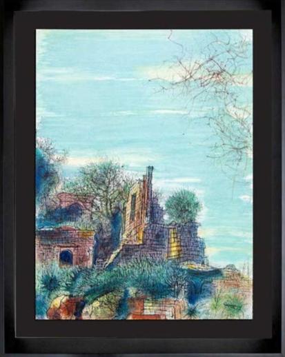 Jean Carzou Lithograph "Ruines Du Chateau De Sade"