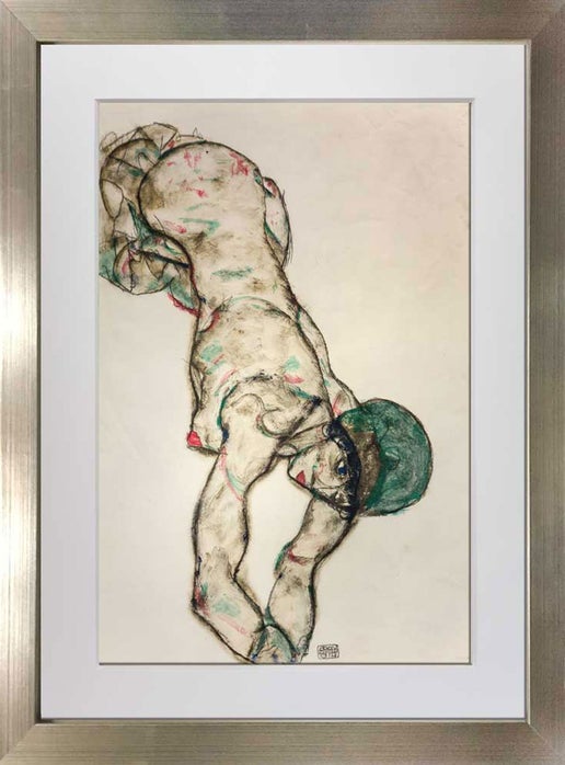 Egon Schiele Lithograph "Nude Facing Right."