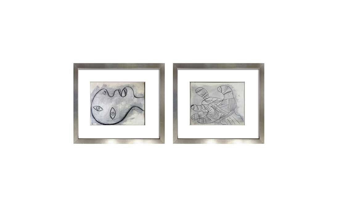 Pablo PICASSO Prepatory Hand & Head GUERNICA Lithographs (2 pc SET) Limited Ed.