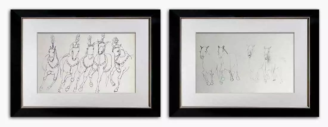 2 Henry MOORE Lithographs Limited EDITION (Horses) 2 pc. +FRAME