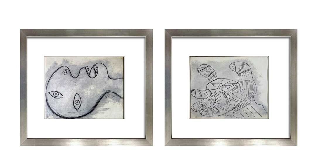 Pablo PICASSO Prepatory Hand & Head GUERNICA Lithographs (2 pc SET) Limited Ed.